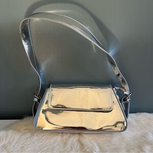 Y2K Metallic Silver Shoulder Evening Bag